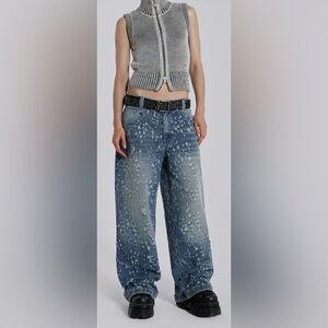 Jaded London Mid Blue‎ Shredded Colossus Jeans Size 25